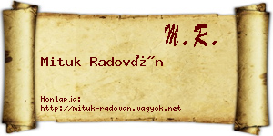 Mituk Radován névjegykártya
